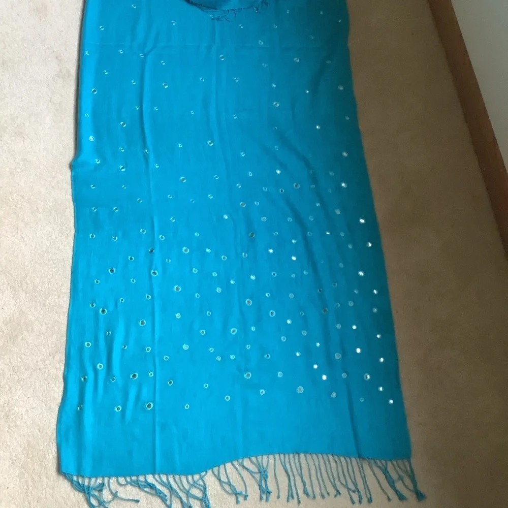 Halston Silk and Pashmina Fringed Scarf/Wrap